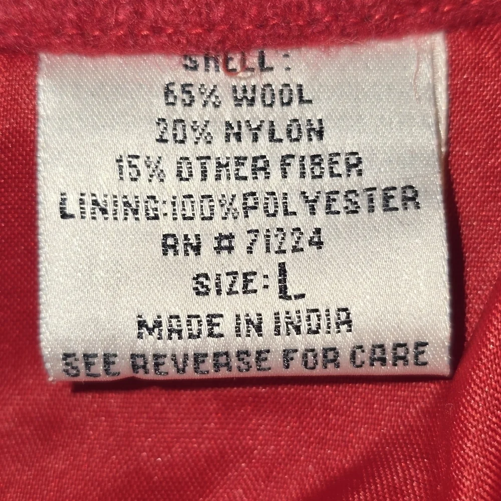 TAKE TWO WOOL BLEND CHRISTIMAS LINED JACKET SNOWMAN VINTAGE  RED WOMENS LARGE
